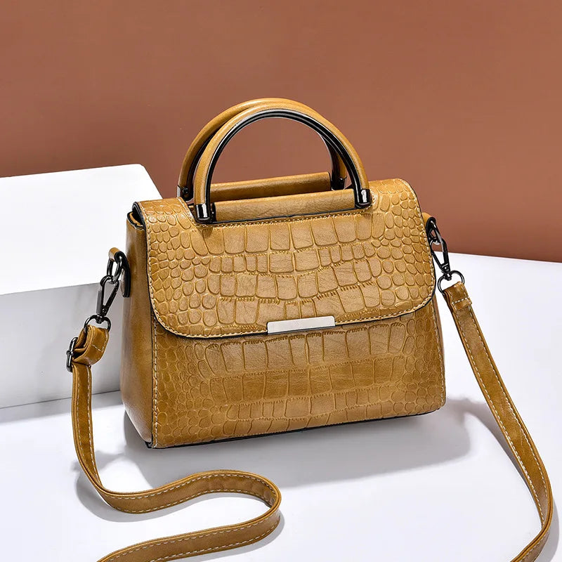 Stone Pattern Shoulder Bag Retro Large Capacity Handbag