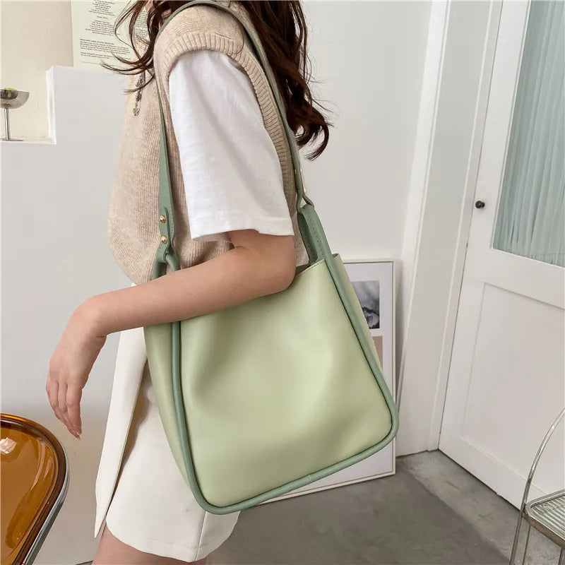 Women's Spring Shoulder Cross Body Bucket Bag Portable Large Capacity