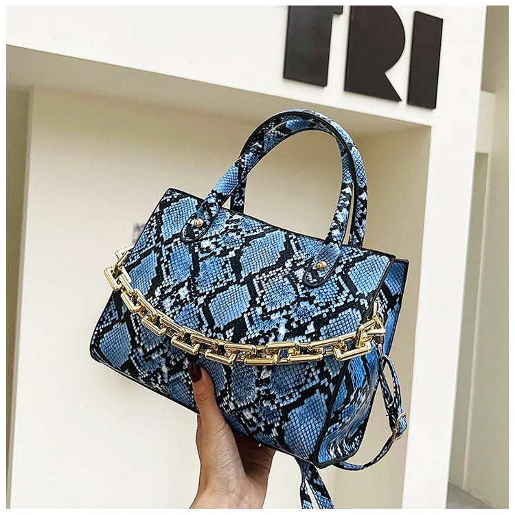 Women's Snake Print Hand-held Messenger Bag Set