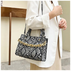 Women's Snake Print Hand-held Messenger Bag Set