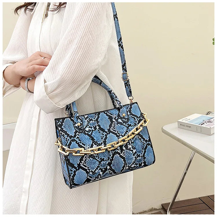 Women's Snake Print Hand-held Messenger Bag Set