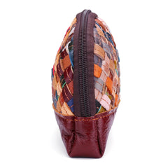 Sheepskin Cross Pattern Handbag, Zipper Woven Bag