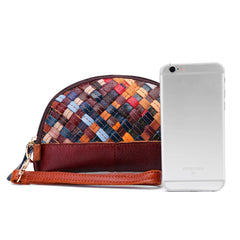 Sheepskin Cross Pattern Handbag, Zipper Woven Bag