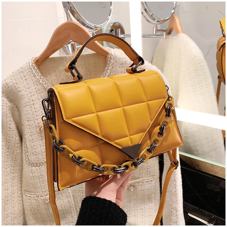 Women's Kelly Handbag Chain Messenger Bag Solid Shoulder Backpack