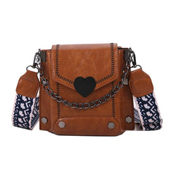 Women's Crossbody Bag Texture Wide Strap Small Square Bag