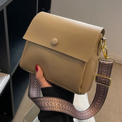 Women Messenger Crossbody Bag Soft PU Handbag Large Capacity Wide Shoulder Strap