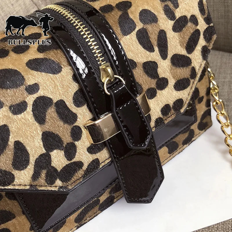 Leopard Print Small Square Bag Chain One-Shoulder Messenger Bag