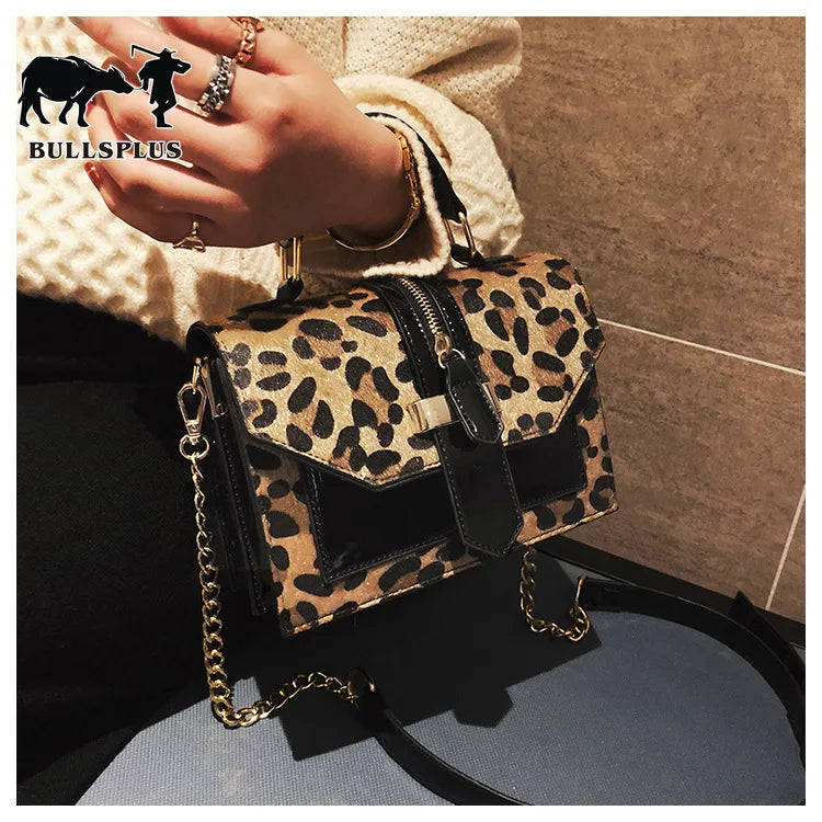 Leopard Print Small Square Bag Chain One-Shoulder Messenger Bag