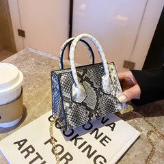 Snake Pattern Chain Small Square Bag Shoulder Handbag