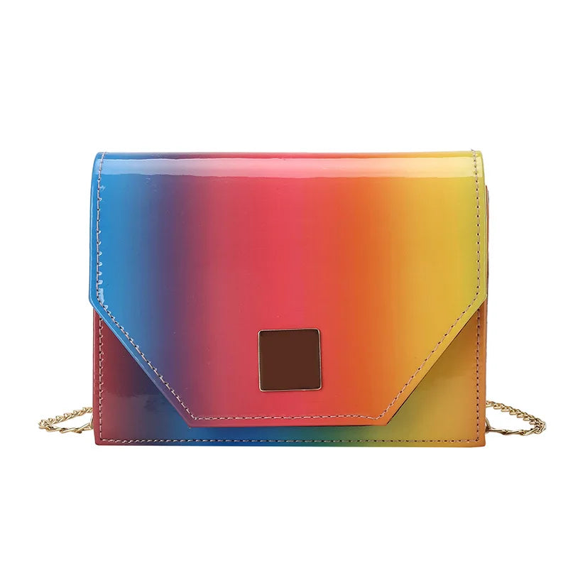 Rainbow Texture Chain Shoulder Bag for Women