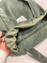 Corduroy Large Tote Shopping School Work Handbag