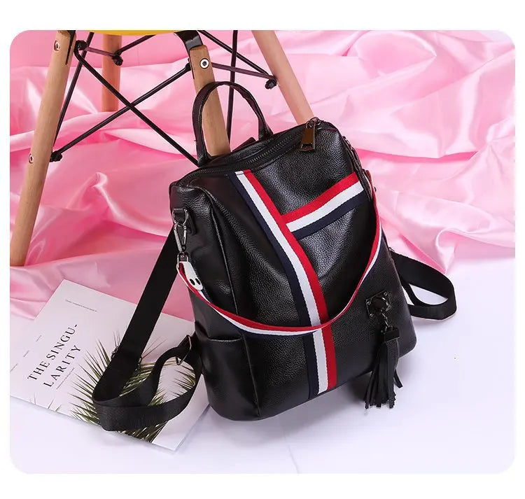 Retro Zipper PU Leather Backpack for Women