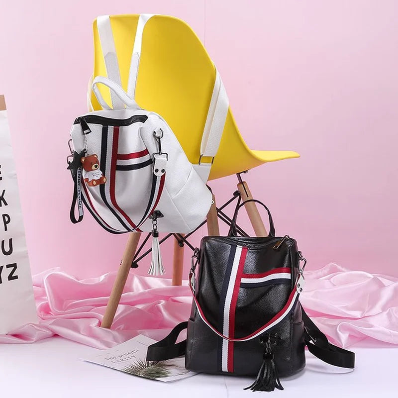 Retro Zipper PU Leather Backpack for Women