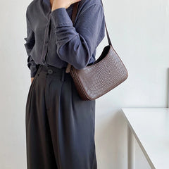 Women's PU Leather Zipper Underarm Bag Casual Handbag