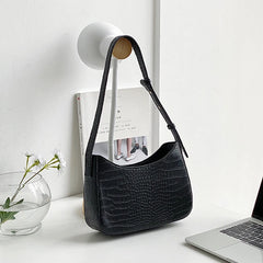 Women's PU Leather Zipper Underarm Bag Casual Handbag