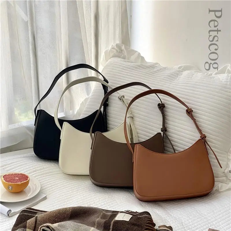 Women's PU Leather Zipper Underarm Bag Casual Handbag