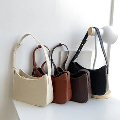 Women's PU Leather Zipper Underarm Bag Casual Handbag