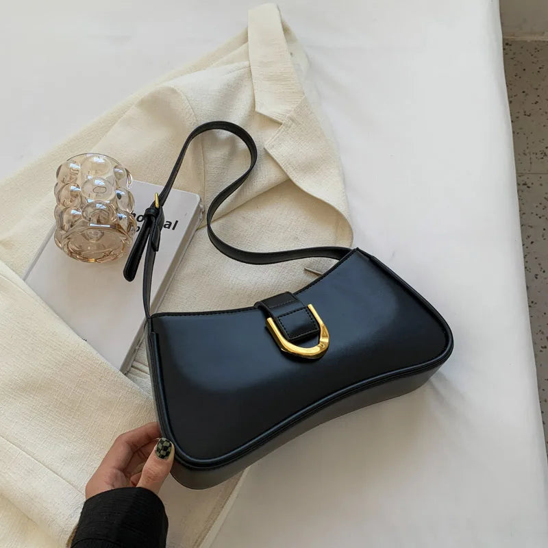 Women's PU Leather Underarm Bag Retro Travel Shoulder Bag