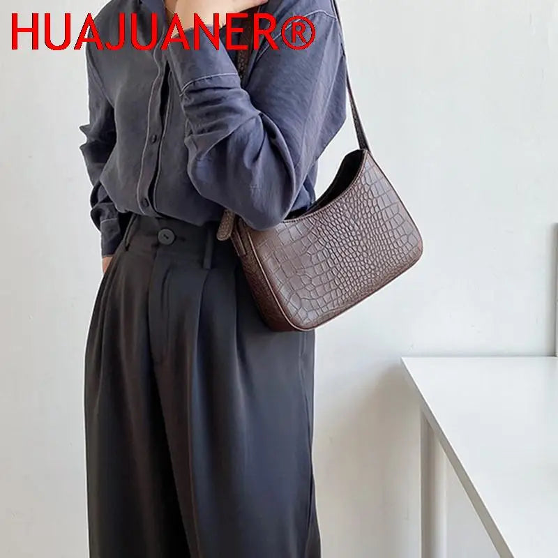 Women's Pu Leather Zipper Underarm Bag Handbag