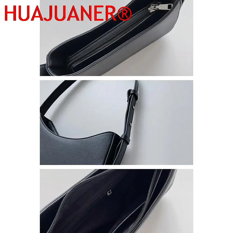 Women's Pu Leather Zipper Underarm Bag Handbag