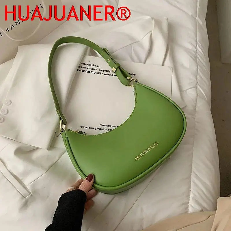 Women's Half-moon Small Underarm Bag Mini Clutch Pu Leather Handbag