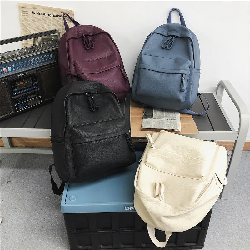 Women Backpack PU Leather Shoulder Bags Teenage Girl School Female Bag