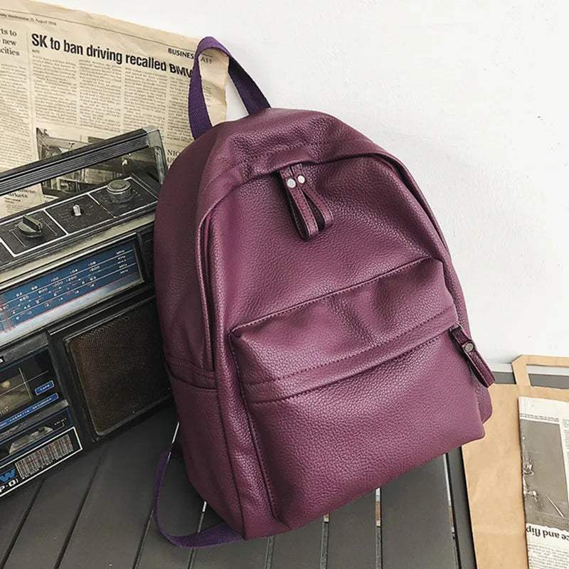 Women Backpack PU Leather Shoulder Bags Teenage Girl School Female Bag