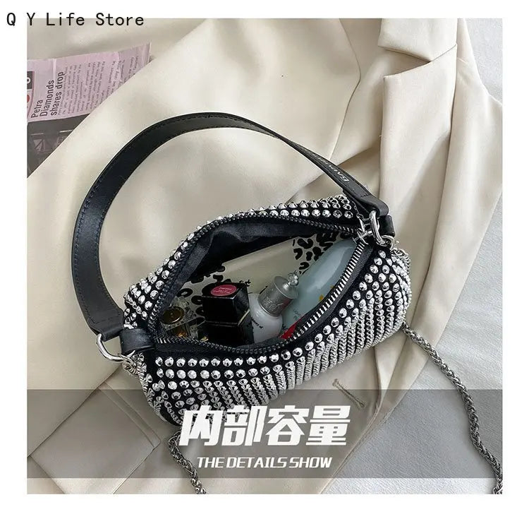 Silver Rhinestone Texture Small Bag Crystal Handbag