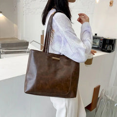 Women's Large Capacity Shoulder Bag Tote Handbag Solid Color