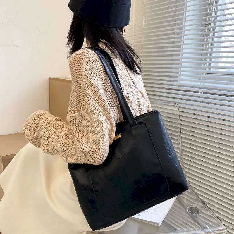 Women's Large Capacity Shoulder Bag Tote Handbag Solid Color