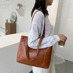 Women's Large Capacity Shoulder Bag Tote Handbag Solid Color