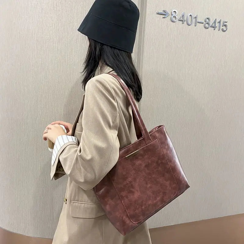 Women's Large Capacity Shoulder Bag Tote Handbag Solid Color