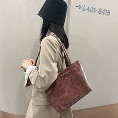 Women's Large Capacity Shoulder Bag Tote Handbag Solid Color