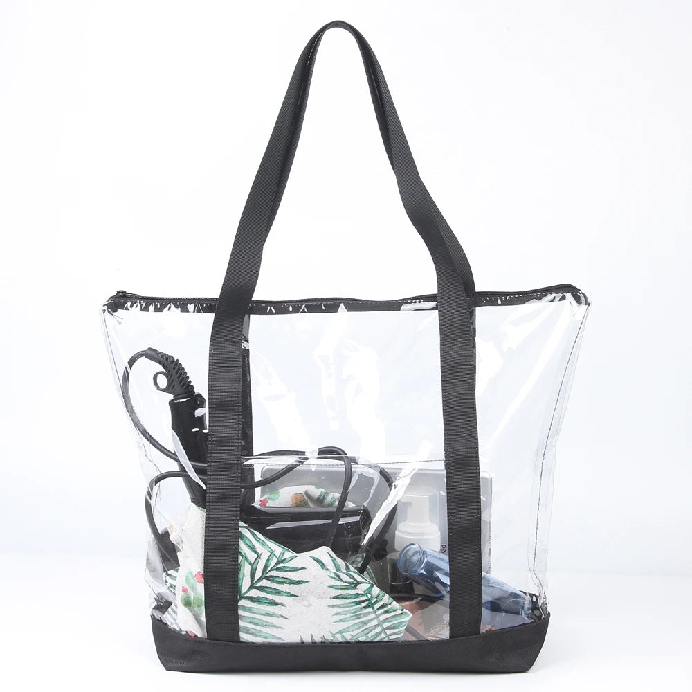 Clear Stadium Security Travel & Gym Zippered Tote Beach Bag PVC Construction