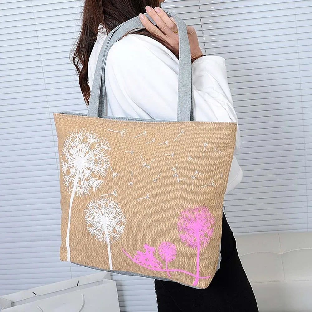 Dandelion Canvas Belt Bag Flowers Casual Women Handbag Zipper Shoulder Bags