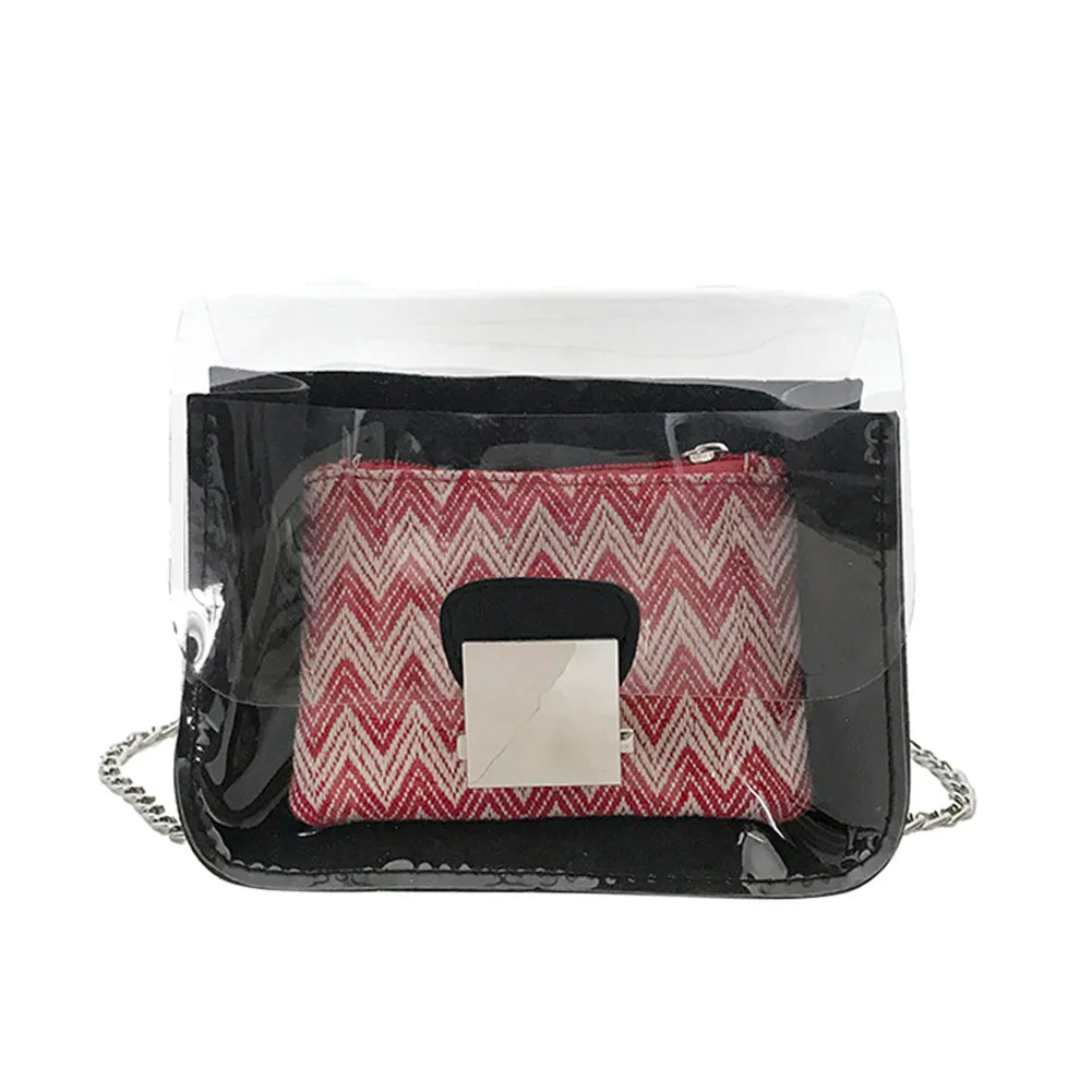 Women's Clear Transparent Chain Shoulder Bag Jelly Crossbody