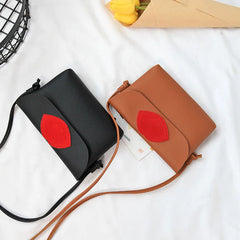 Red Lips Mini Shoulder Bag PU Leather Handbag