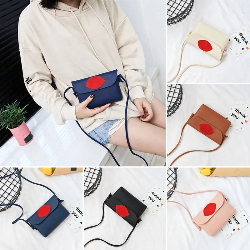Red Lips Mini Shoulder Bag PU Leather Handbag