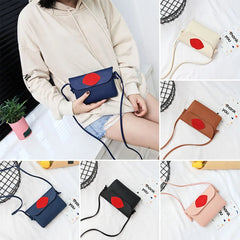 Red Lips Mini Shoulder Bag PU Leather Handbag