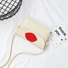 Red Lips Mini Shoulder Bag PU Leather Handbag