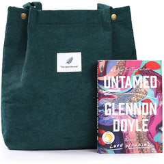 Corduroy Shoulder Bag Reusable Shopping Tote Foldable Handbag