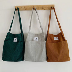 Large Capacity Corduroy Shoulder Tote Handbag