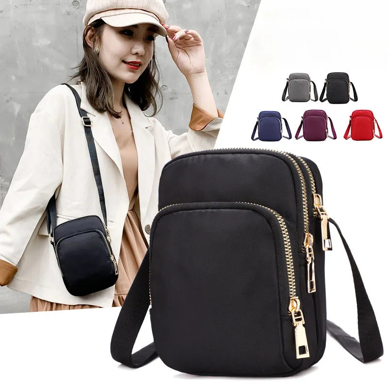 Women's Crossbody Shoulder Bag Zipper Handbag Wrist Purse Mobile Female Pouch