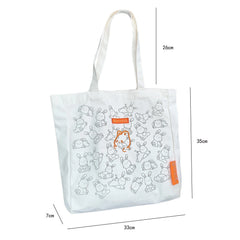 Canvas Floral Shoulder Bag Large Capacity Printed Shopping Bag