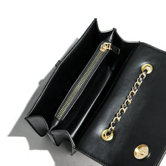 Women's Crossbody Shoulder Bag with Chains - Flap Purse Handbag
