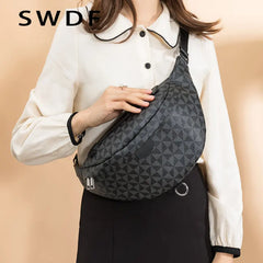 Plaid Leather Crossbody Shoulder Bag for Women
