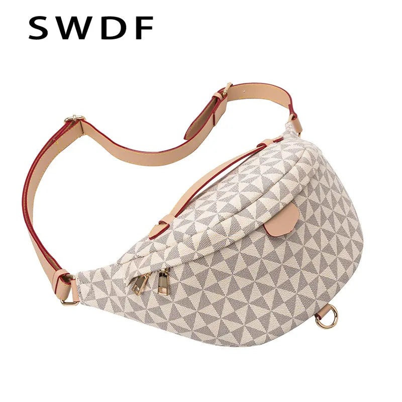 Plaid Leather Crossbody Shoulder Bag for Women