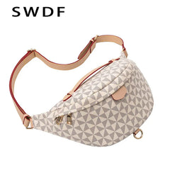 Plaid Leather Crossbody Shoulder Bag for Women