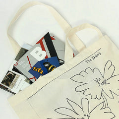 Canvas Daisy Print Shoulder Handbag Casual Tote Bag Large Capacity