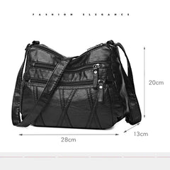 Women Classic PU Leather Shoulder Bag with Multiple Pockets